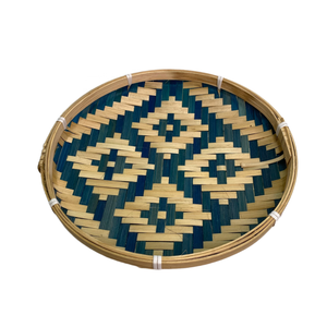 Vente en gros modèle unique de plaque ronde en bambou naturel avec motifs colorés pour ranger des articles de cuisine ou accrocher au mur décoration - Product Image 2