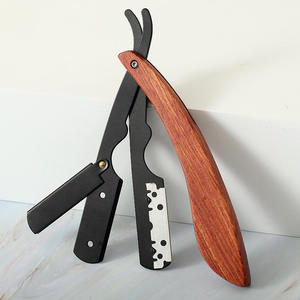 Wood Handle Straight <b>Razor</b> Stainless Steel Blade Single Blade For Face Shaving Smooth & Comfortable Professional - Product Image 4