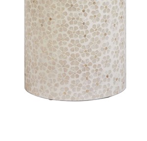 Tabourets décoratifs en nacre beige naturel, incrustés de motifs floraux, faits à la main, en mosaïque ronde, support pour plantes, texture unique - Product Image 2