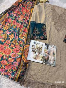 Dernière collection : meilleur tissu viscose lawn avec broderie, ensemble semi-couturié Salwar-Kameez et Dupatta, fournisseur d'Inde. - Product Image 6