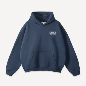 Sudadera con Capucha Extra Grande Unisex CHARLO, Color Sólido, Algodón French Terry, Estilo Casual para Otoño, Diseño con Logotipo Frontal y Bolsillo - Product Image 1