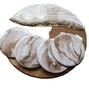 Posavasos de madera de nogal de resina ICON para el hogar, posavasos de madera de resina epoxi, posavasos de lujo personalizado para bebidas - Product Image 3