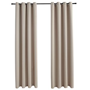 Beige 54 "x 63" tende oscuranti tessuto con anelli Set 2 pezzi - Product Image 2