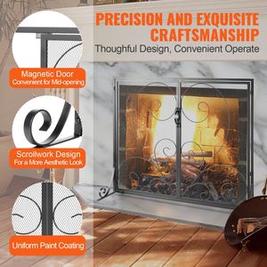 Robusto Parafuoco in Rete di Ferro a 1 Pannello con Porta, 99 cm L x 80 cm H, Protezione Antifiamma, Installazione Semplice, Accessori per Caminetti - Product Image 6