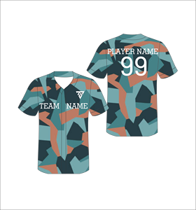 Camiseta de Béisbol Sublimada Personalizada con Camuflaje, Cuello en V, Manga Corta, para Hombre, Absorbe la Humedad, para Todas las Temporadas, Corte Regular, para Adultos - Product Image 2