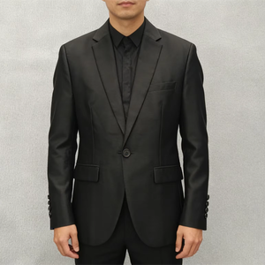 Compre Traje Formal de Negocios Personalizado de Alta Calidad, Chaqueta de Traje Negra de Un Solo Pecho para Hombre - Product Image 1