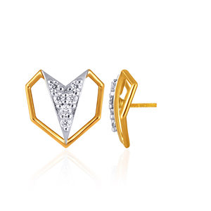 Elegantes Pendientes de Diamantes Facetados en Forma de Corazón, Oro Amarillo de 14K, Corte Triangular, Diamantes Naturales, Diseño Minimalista para Mujer - Product Image 1