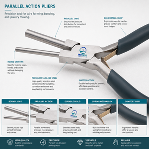 Alicates de acción paralela para dar forma redonda y plana, alicates profesionales para doblar alambre de joyería, herramienta manual de precisión de acero inoxidable - Product Image 2