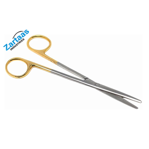Ciseaux à disséquer Metzenbaum 20cm manche plaqué or pointe droite émoussée bord manuel en carbure de tungstène acier inoxydable métal - Product Image 3