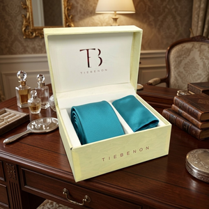 Cravate en soie jacquard cyan unie pour homme |   Coffret Cadeau Premium Luxe pour Cravate Formelle, Mariage ou Soirée d'Affaires |   Inde 2026 Elite Wear Pro - Product Image 5