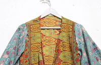 Nueva llegada campana manga corbata superior Fleetwood Mac hecho a mano reciclado seda Crop Amazing Billowing Crop Top para mujer
