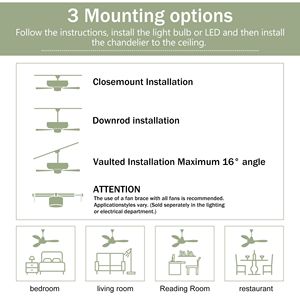 Ventilatore da Soffitto con Pale in Legno Massello da 52 Pollici, Luce, Telecomando, 6 Velocità, 3 Colori, Motore Silenzioso Reversibile per Patio e Soggiorno - Product Image 4