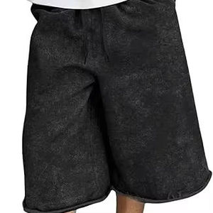 Shorts Bermuda en Coton Noir pour Homme, Taille Mi-Haute, Fermeture Élastique, Décontracté, Respirant, Tissu Tissé, Style Essentiel - Product Image 6