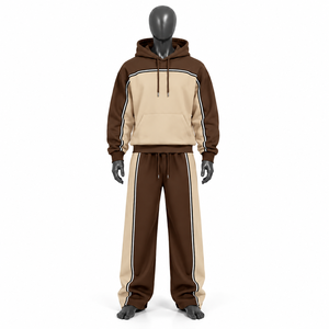 Conjunto de chándal transpirable de corte holgado con cremallera, estampado serigrafiado y parche bordado para hombre - Product Image 3