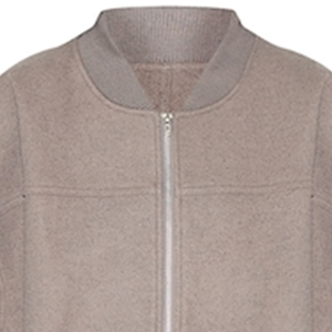 Chaqueta Bomber Corta Unisex con Mangas Fruncidas en Tono Taupe Teñido, Estilo Urbano, con Cierre, de Lana Sintética, Casual, Impermeable y Resistente al Viento - Product Image 6