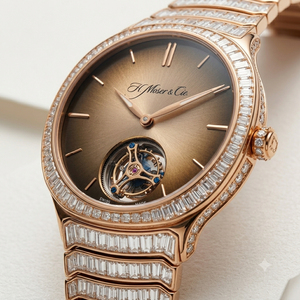 Reloj H. Moser Cie. Streamliner de Cuarzo con Cristal de Zafiro, Bisel con Diamantes, Pantalla Analógica Azul, Cierre Desplegable, Diseño Antiguo de Dibujos Animados - Product Image 4