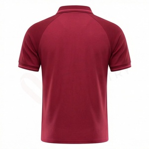 Polo à manches courtes pour homme, couleur bordeaux, avec fermeture éclair et poche, design tricoté uni, coupe classique - Product Image 2