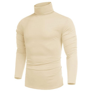 Pull léger pour homme à col roulé, motif tricoté uni, style britannique, classique, tendance, doux et respirant - Product Image 1