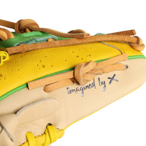 Gant de baseball jaune avec accents verts, motif banane, en coton/polyester/spandex, compatible écran tactile, détection par aiguille, utilisation quatre saisons - Product Image 3