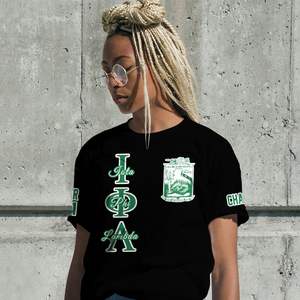Camiseta Negra Iota Phi Lambda con Cuello Redondo, Estilo Capítulo Personalizado, Unisex, Inspiración Griega, Manga Corta, Informal - Product Image 4