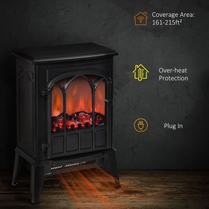 Caminetto Elettrico Moderno 750W/1500W Autoportante con LED, Riscaldatore in Metallo con Telecomando, Stile Francese per Uso Domestico e Alberghiero, Nero - Product Image 6