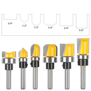 ชุดมีดงานไม้ด้าม1/4 6ชิ้นแบริ่งมีดตรงก้นลึกรูปตัววีด้านล่าง - Product Image 3