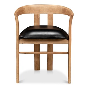 Chaise de salle à manger en teck massif naturel avec siège en cuir, mobilier moderne pour café, restaurant et décoration intérieure - Product Image 2