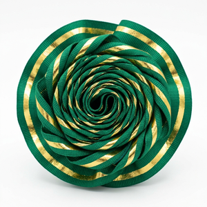 Neelkamal Industries 25mm Emerald Green Gold Metallic Jacquard Ribbon Premium Designer Trim for Apparel Accessories Styling - Product Image 2