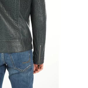 Nouvelle arrivée : Blouson aviateur en cuir d'autruche pour homme, toile de haute qualité, écologique, coupe-vent, design gaufré, pour un confort optimal - Product Image 5