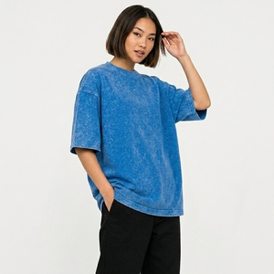 Camiseta Vintage Oversize de Algodón con Lavado Ácido, Lisa, de Gramaje Pesado, Venta al por Mayor de Fábrica - Product Image 1