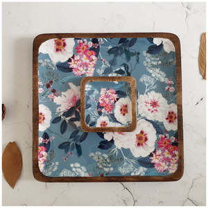 Bandeja de Madera Natural con Diseño Floral, Plato Decorativo para Servir Comida, Té, Café, Bocadillos, Desayuno, Regalo para el Hogar o Restaurante - Product Image 3