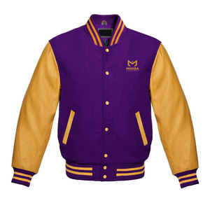 Veste d'hiver en cuir pour homme, nouvelle collection, fabriquée en usine, avec manches en cuir, style Letterman, col montant, design personnalisé, prix abordable, vente en gros - Product Image 1