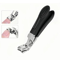 Coupe-ongles professionnels en acier inoxydable de haute qualité, manche long, poignée texturée noire, pour manucure, coupe-ongles épais et durs