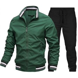 Conjunto Deportivo Personalizado con Logotipo, 100% Algodón, Cierre Completo, Traje Deportivo Informal para Gimnasio, para Hombre, Diseño 2 en 1, Elástico en Cuatro Direcciones, Transpirable - Product Image 2