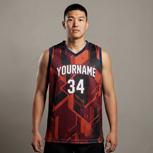Nouveau maillot de basket-ball pour homme 100% polyester, design personnalisé, nom et logo imprimés, sans manches, taille plus, confortable - Product Image 6