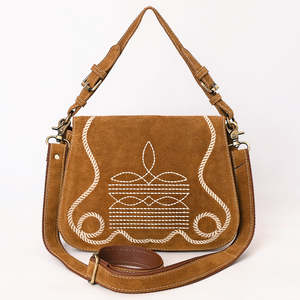 Brown Suede Bohemian Crossbody Bag Women Vintage Embroidered Western Shoulder <b>Handbag</b> - Product Image 3
