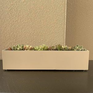 Modern <b>Rectangular</b> Stainless Steel Long Planter Box White Powder Coated Metal Indoor Outdoor Flower <b>Pot</b> for Home Garden Balcony - Product Image 6