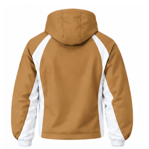Ensemble de survêtement blanc camel à capuche imprimé, veste zippée intégrale et pantalon assorti, tenue de sport personnalisée pour équipe, uniforme deux pièces - Product Image 4