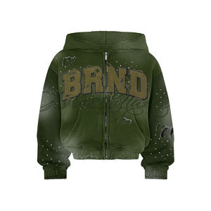 Ensemble sweat à capuche et pantalon de survêtement pour homme, haute qualité, délavé à l'acide, vintage, hiver, respirant, imprimé, avec strass, épais, uni, avec cordon de serrage - Product Image 4