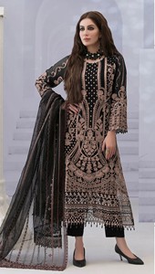 Salwar Kameez semi-couturié en Georgette avec broderies et travail Zarkan multi-fils, longueur midi moderne pour bal de promo, mariage et Diwali - Product Image 3