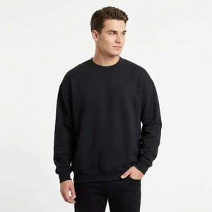 High-Quality Custom Logo Heavyweight 360g <b>Black</b> <b>Sweatshirt</b> <b>Plain</b> Oversized Streetwear Crewneck Unisex Blank <b>Sweatshirt</b> Wholesale - Product Image 1