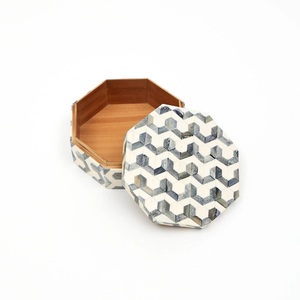 Boîte à bijoux de luxe à motif géométrique avec couvercle, incrustation d'os, faite à la main, pour la décoration intérieure, exportateur - Product Image 6
