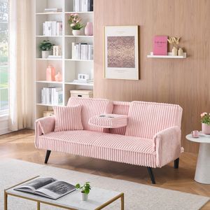 Sofá Cama de Corduroy de Líneas Rectas y Estilo Minimalista para Sentarse y Recostarse en el Dormitorio o Sala de Estar - Product Image 3