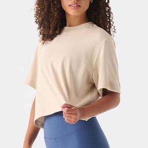 Camiseta de Verano para Mujer, de Poliéster/Algodón, Tejido Sólido Antipilling, con Cuello en V y Manga Mariposa, Estilo Casual para Otoño - Product Image 4
