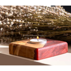 Stylish Acacia Wood Resin <b>Candle</b> Hand Poured Soy Wax Artisan Jar Rustic Modern Home Decor Fragrance Wooden <b>Wick</b> Wellness Crafts - Product Image 5