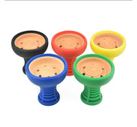 Accessoires de fumage : Tête de chicha en silicone avec technique de laque, Tête de chicha en céramique, Bol en argile de silicone, Porte-tabac
