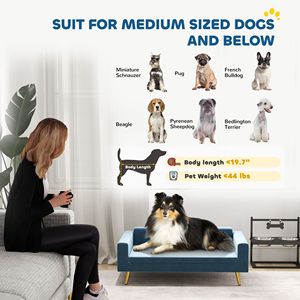 Canapé pour chien en velours moderne, lit pour animaux de compagnie en forme de beignet, pour chiens de petite à moyenne taille, bleu foncé - pour la saison d'automne - Product Image 4