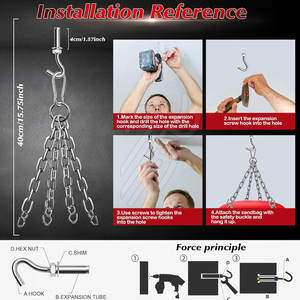 Kit de sac de frappe de boxe au design unique et couleur personnalisée, en nylon et cuir, robuste, hauteur réglable - Prix de gros - Product Image 3