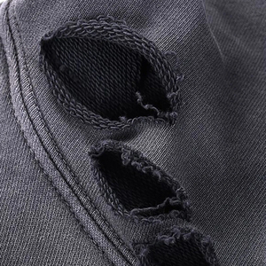 เสื้อฮู้ดดี้ผู้ชายสไตล์สตรีทแวร์ผ้าฝ้ายแบบวินเทจฟอกสี ลุคดิสเทรส ทรงโอเวอร์ไซส์ หนานุ่มบุซับใน ลายถักทอ - Product Image 4