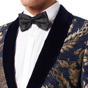 Traje de esmoquin de lujo para hombre, jacquard transpirable, con solapa tipo chal, corte ajustado, dos piezas, formal para bodas y fiestas, con logo frontal, OEM ODM, venta al por mayor - Product Image 5